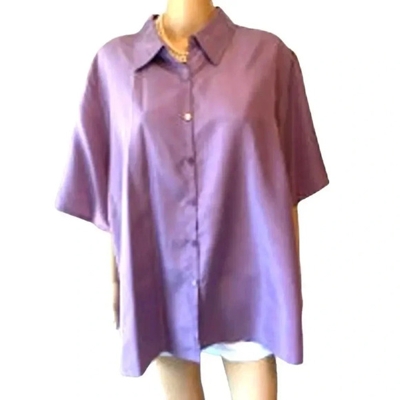 Kathie Lee Silk Blend Summer Casual Buttons Up Shirt Women Plus Size 22W/24W - Picture 1 of 4
